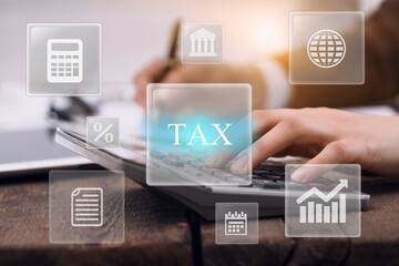 Financial government taxes tax concept. Businessman working  tax online return form for payment.