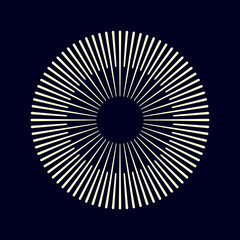 Circle with white lines on a black background. Can be used as an icon, logo, tattoo.