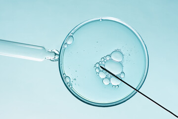 In vitro fertilisation concept. Artificial insemination or fertility treatment macro photography. - obrazy, fototapety, plakaty