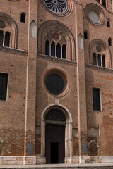 Fototapeta na wymiar beautiful street architecture in italy the city of cremonia milan rome