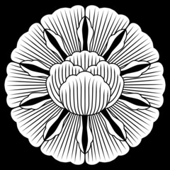 家紋です。変わり向かい牡丹といいます。