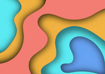 3d blue, yellow, and green color tone abstract background, organic layer papercut shape style.Design layout for business presentations, cards, brochures, banners.