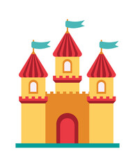 Cartoon castle with towers. Vector illustration