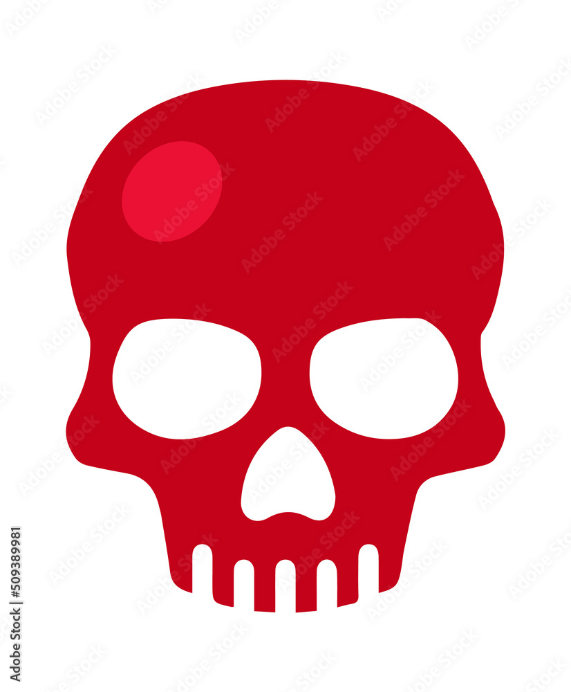 Sticker red scull icon. vector illustration