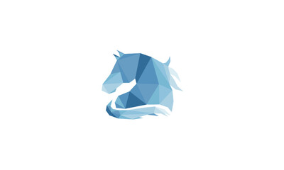 blue horse head polygon