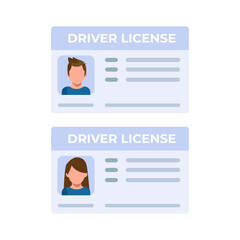 Car driver license with photo isolated on white background. Identification card. Vector stock