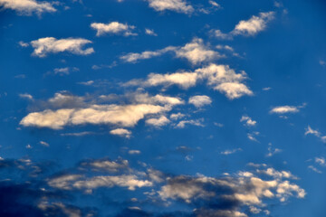 Sunset horizon in the evening bright yellow red clouds