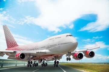 A big airplane on road airport Russia