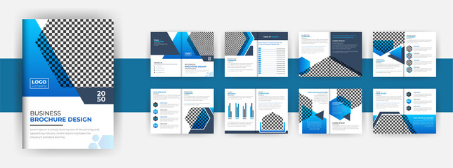 Company profile brochure design with modern gradient shapes, 16 pages brochure design