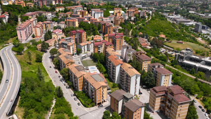 Fototapeta premium Aerial view of the Chianchetta district in Potenza, the capital of the Basilicata region, in Italy.