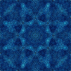blue Seamless pattern with symmetric geometric ornament.