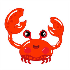 crab vector illustration. drawn cartoon character crab vector illustration isolated on white background.