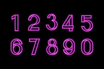 Neon pink outline numbers.