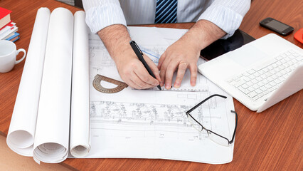 The design engineer makes construction drawings