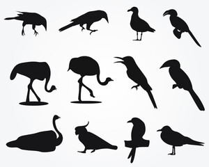 Set of a Black Bird silhouette