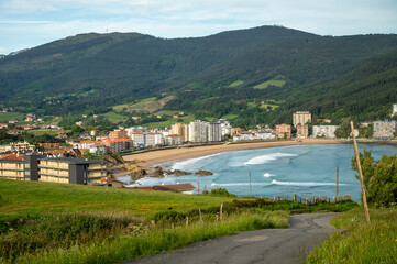 Fototapeta na wymiar Atlantic ocean bay in Bakio, small touristic village near Bilbao, Basque Country, Spain