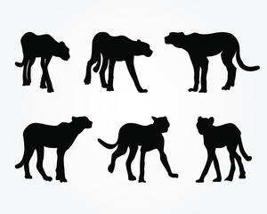 Set of a black cheetah silhouette