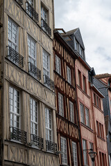 Walking in old centrum part of Rouen city, streetview, tourists destination city in Normandy, France