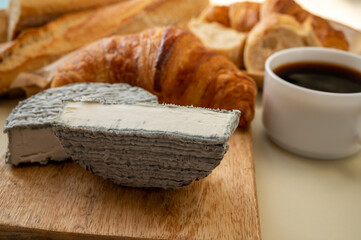 French goat cheese selles-sur-cher and fresh croissants