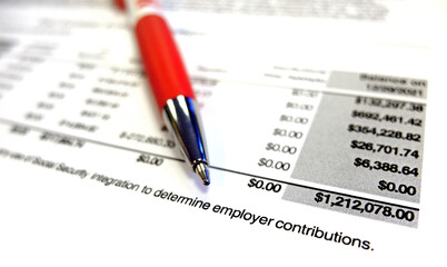 Fototapeta premium Financial Report Red Pen Millionaire Investments Success