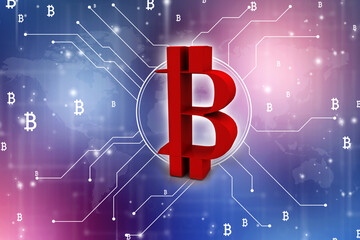 3d rendering bitcoin sign currency