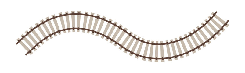 Realistic train track railroad contour, vector illustration	
