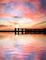 Fototapeta na wymiar Oyster River Reflection at Chatham, Cape Cod Sunset