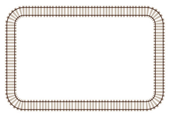 Set of realistic train tracks railroad contour, vector illustration