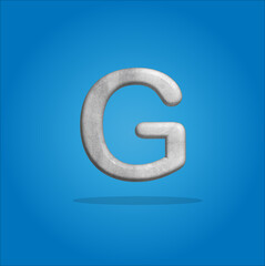 grey letter G logo isolated from blue background. 3D illustration
