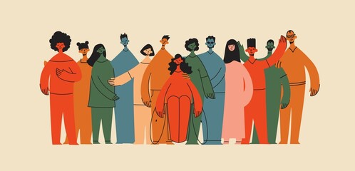 Flat illustration of a group containing inclusive and diversified people all together without any difference. - 509398500
