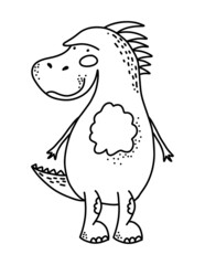 Dinosaur coloring page for kids. Kids animal art.