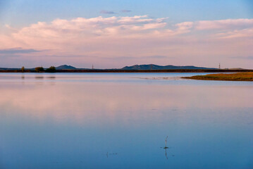 sunset over the lake