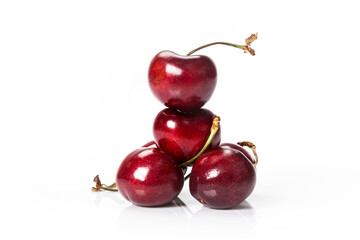 fresh organic cherries isolated on white background