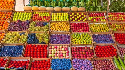 Fotobehang Fresh fruits and vegetables are sold at the market in Armenia. © Mikhail