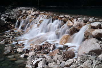 A waterfall blurred with long exposure