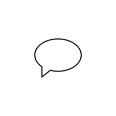 Black and white simple sign. Monochrome minimalistic illustration suitable for apps, books, templates, articles etc. Vector line icon of oval speech bubble
