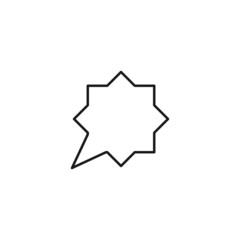 Black and white simple sign. Monochrome minimalistic illustration suitable for apps, books, templates, articles etc. Vector line icon of star speech bubble