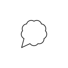 Black and white simple sign. Monochrome minimalistic illustration suitable for apps, books, templates, articles etc. Vector line icon of speech bubble in form of flower