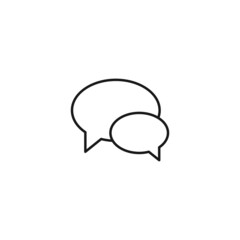 Black and white simple sign. Monochrome minimalistic illustration suitable for apps, books, templates, articles etc. Vector line icon of oval speech bubbles for talk