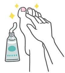 臭いが気になる足に、デオドラントのクリームを塗る