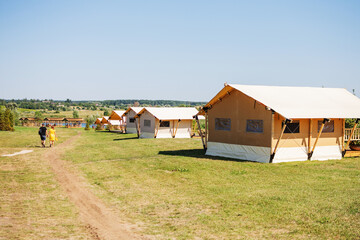 Fototapeta na wymiar Glamorous camping, known as glamping in Ukraine