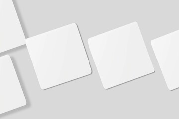 Blank square business card for mockup. 3D Render.