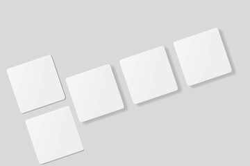Blank square business card for mockup. 3D Render.