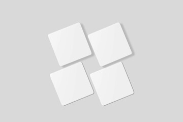 Blank square business card for mockup. 3D Render.