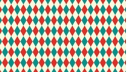 Geometric rhombus pattern background. Harlequin check wallpaper. Retro color concept. Vector Illustrator.