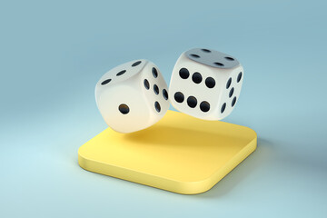 Dice game on blue background