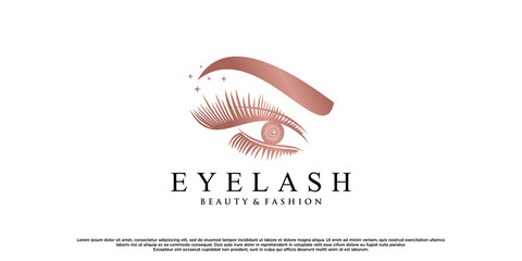 Eyelash extension logo design inspiration for beauty salon with creative element Premium Vector