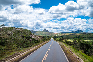 open asphalt road in Brazilian nature in South America