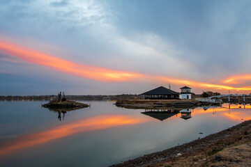 sunset over the lake