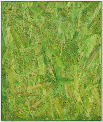 abstract green wood canvas painting